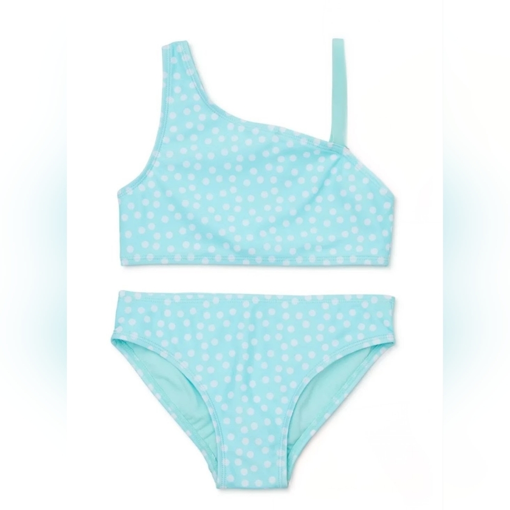Wonder Nation Girls One Shoulder Bikini Swimsuit Set Large